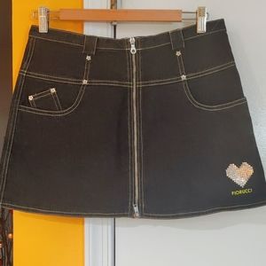 Fiorucci black denim zippered skirt